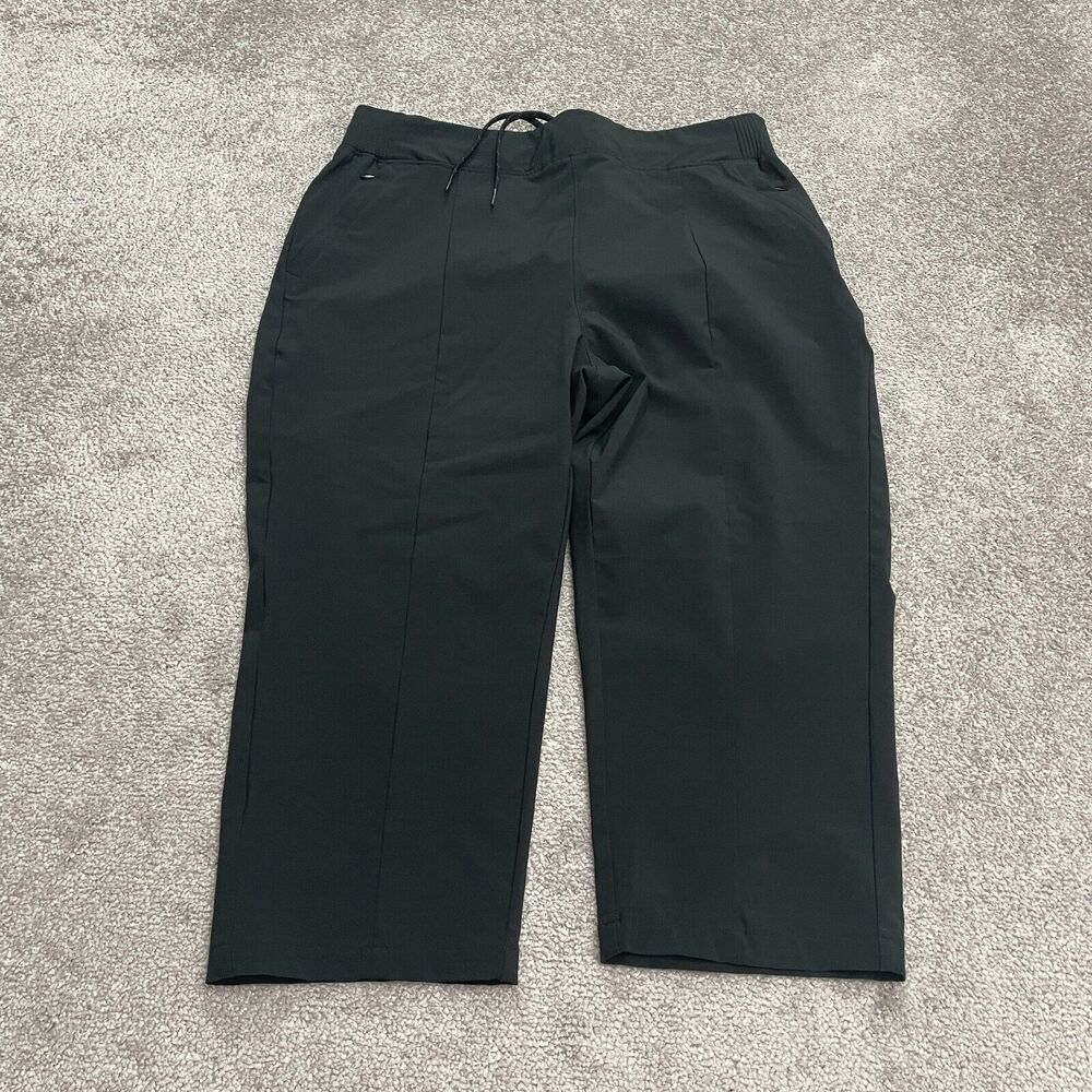 Columbia PFG Cropped Pants Womens Medium Black Zip Pocket Fishing Outdoor 32x19
